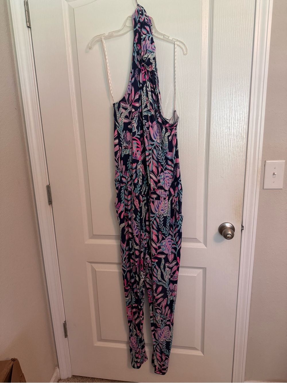 Lilly Pulitzer Navy Floral Jumpsuit with Pink & Teal Accents